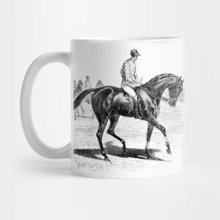 Racing Horse Black & White Vintage Illustration Mug